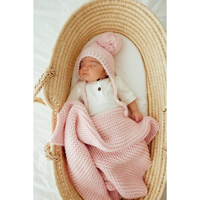 Chunky Stitch Knit Baby Blanket (Blush or Natural)