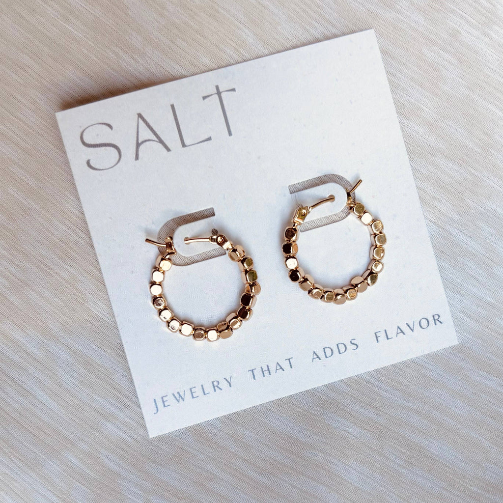 Gold Beaded Hoop Earrings | 18k gold plating