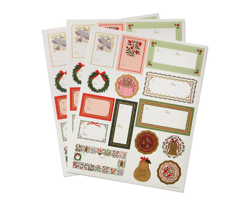 Gold-Accented Christmas Gift Tags & Label Set