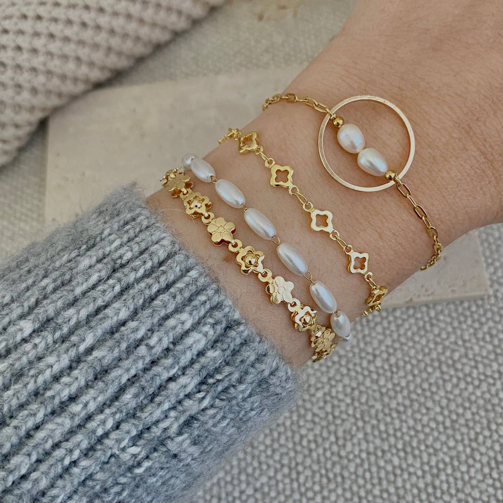 Pearl Charm Bracelet (18k gold plated)