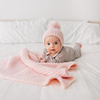 Chunky Stitch Knit Baby Blanket (Blush or Natural)