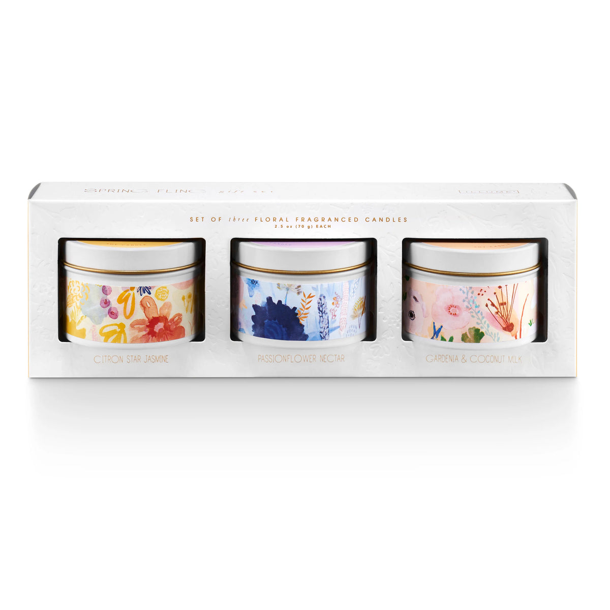 Floral Votive Candle Trio Set