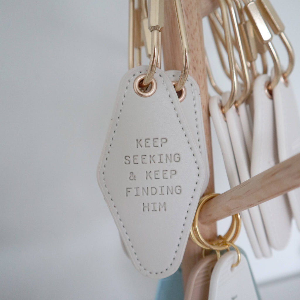 Embossed Leather Keychain | Keep Seeking