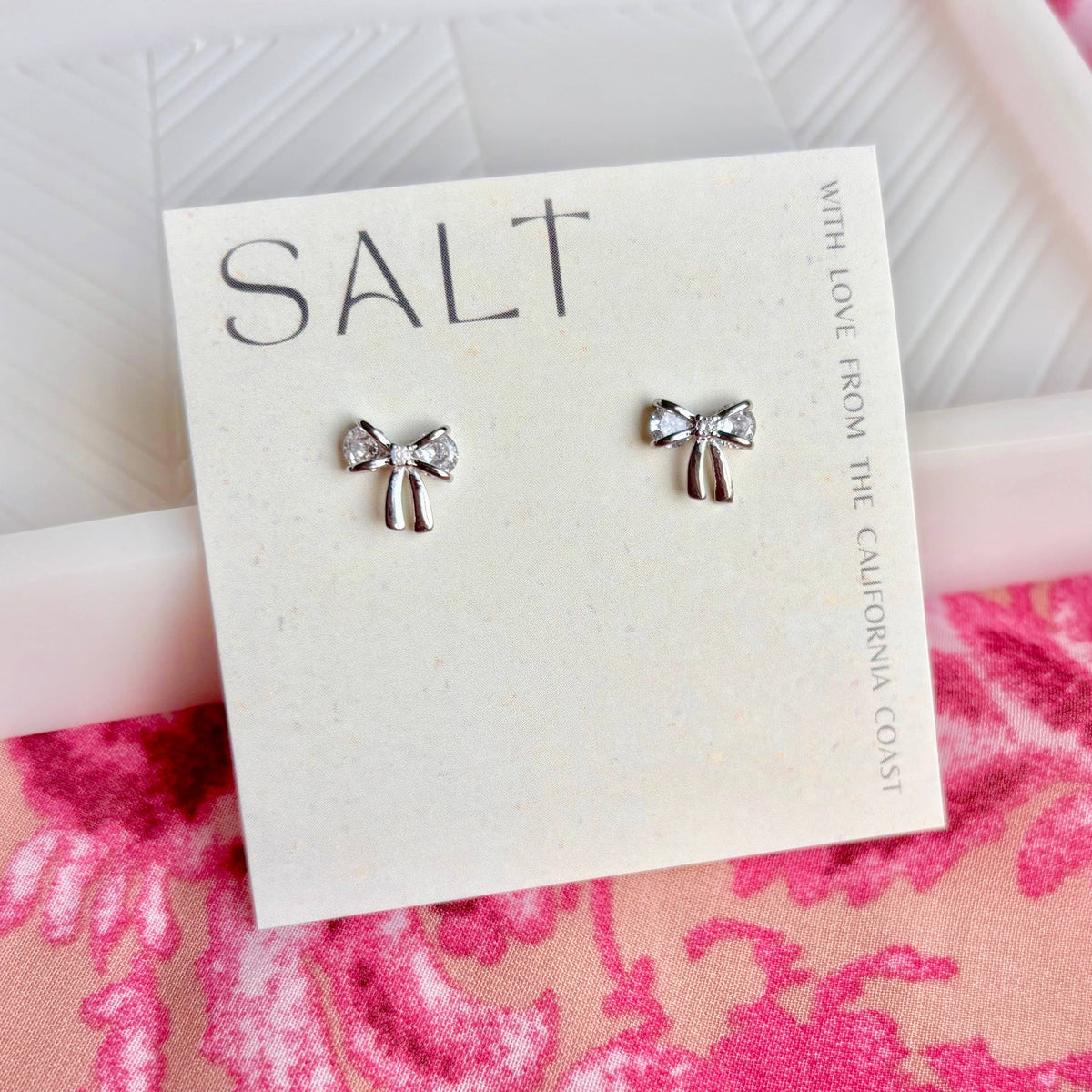 Platinum Bow Earrings