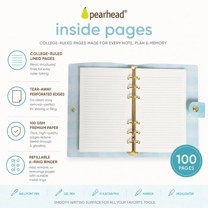 Daily Notes Refillable Journal | Blue Gingham | 5x7