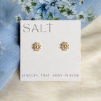 Gold Embossed Daisy Earrings | 18k gold plating