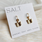 Gold Butterfly Hoop Earrings | 18k gold plating
