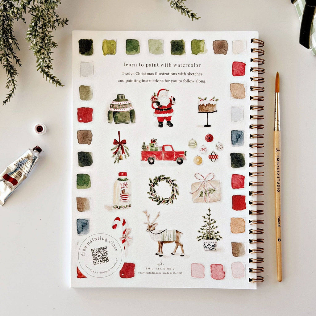 Classic Christmas Watercolor Workbook | Emily Lex Artwork
