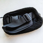 Sherpa Teddy Crossbody Belt Bag: BLACK