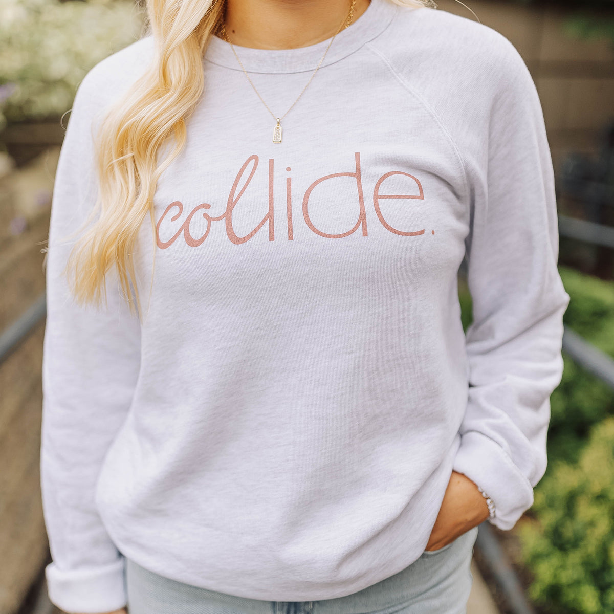 Collide Crew Neck Sweatshirt | Ash Grey | Mauve | Mustard | White