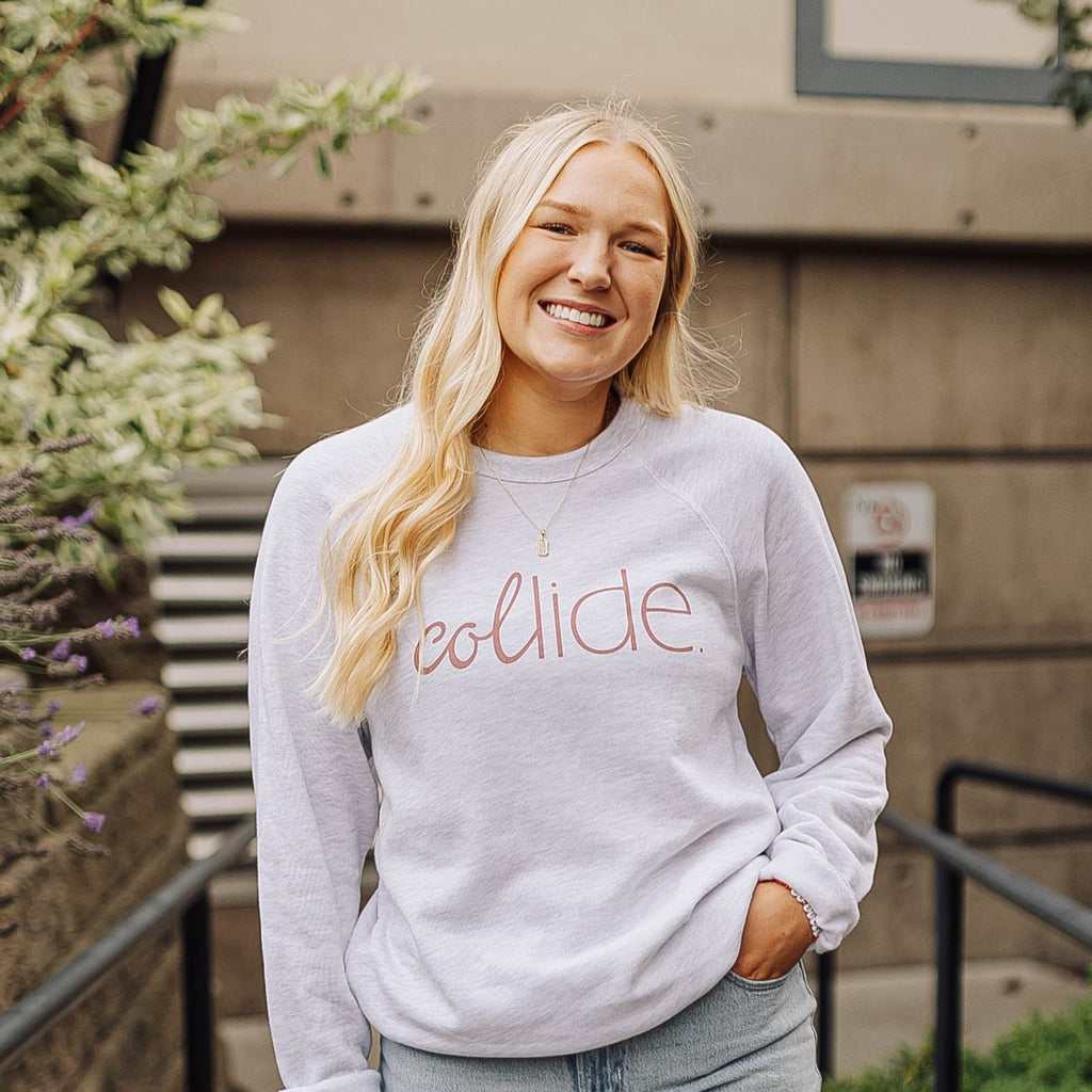 Collide Crew Neck Sweatshirt | Ash Grey | Mauve | Mustard | White