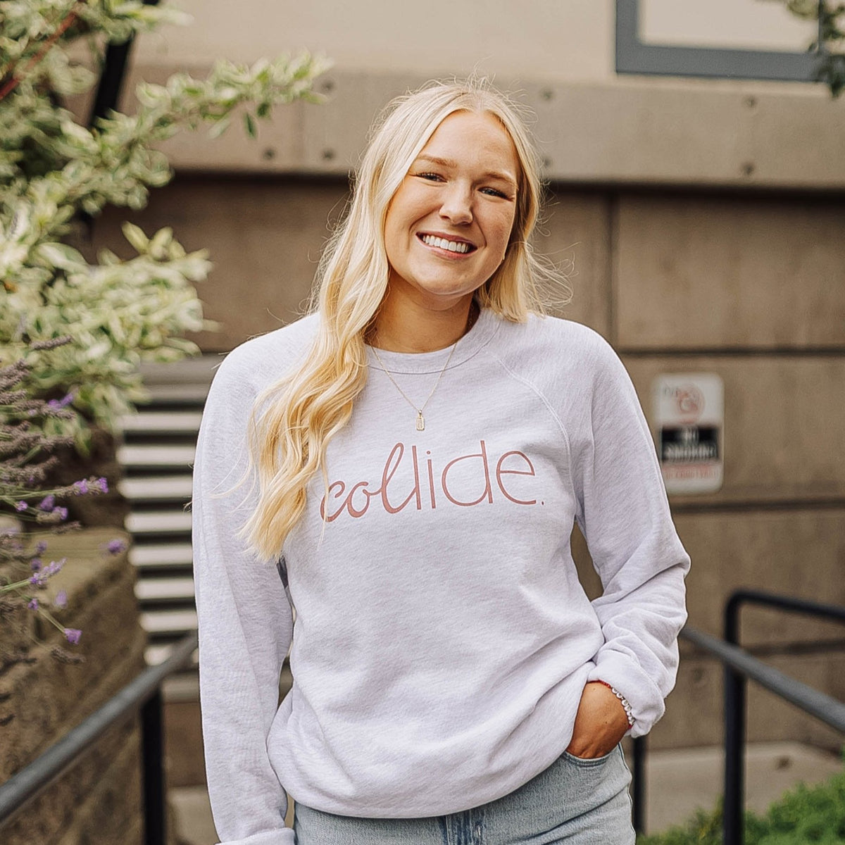 Collide Crew Neck Sweatshirt | Ash Grey | Mauve | Mustard | White