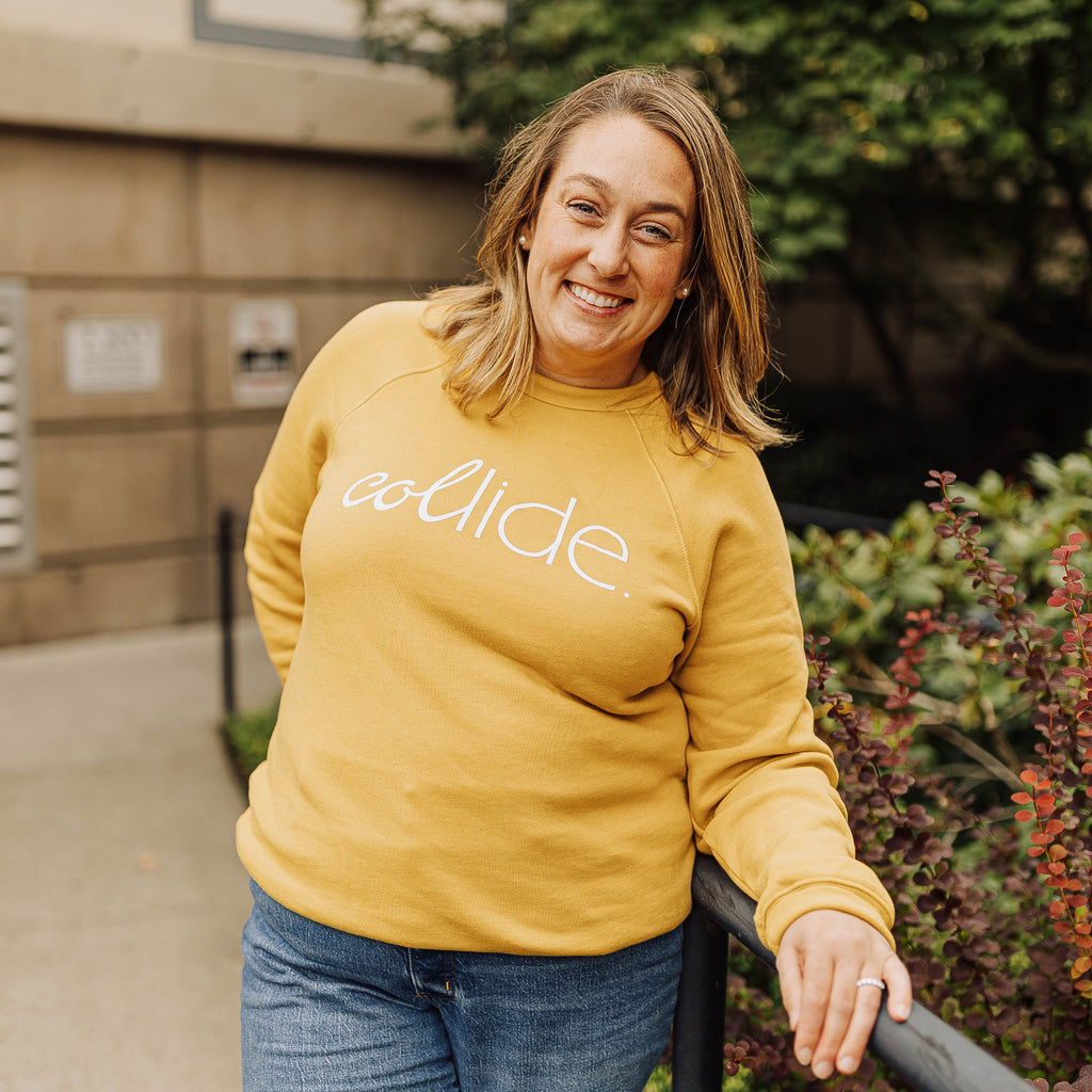 Collide Crew Neck Sweatshirt | Ash Grey | Mauve | Mustard | White