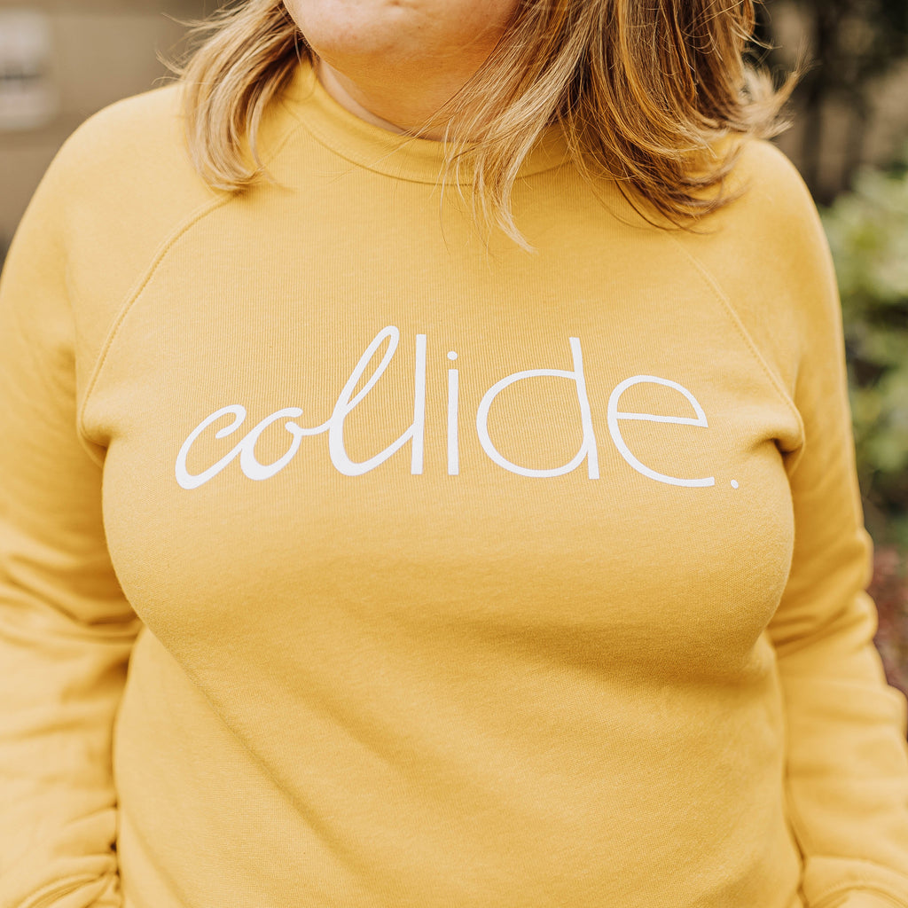 Collide Crew Neck Sweatshirt | Ash Grey | Mauve | Mustard | White
