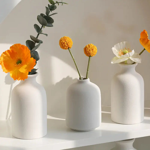 White Minimalist Ceramic Vase - 4