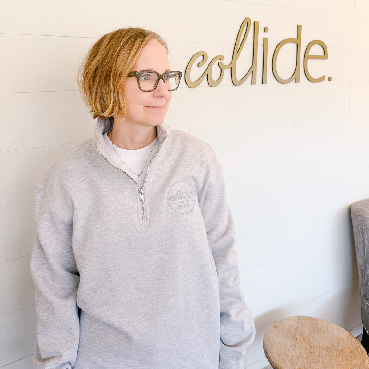 1/4 Zip Embroidered Collide Sweatshirt