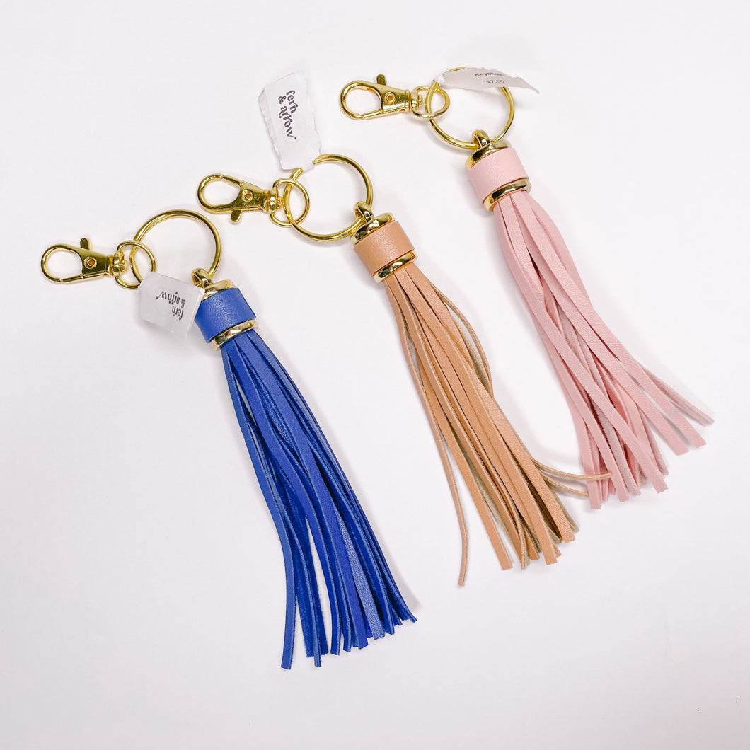 Fern & Arrow Leather Tassel Keychain - Assorted Colors