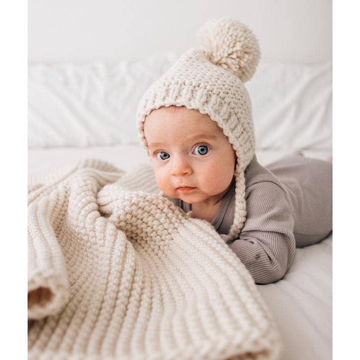Chunky Stitch Knit Baby Blanket (Blush or Natural)