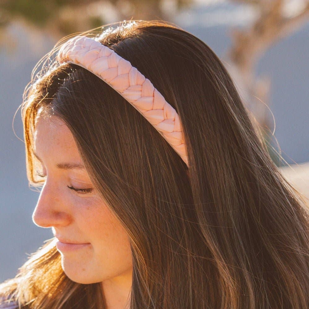 Braided Chiffon Headband - Peach