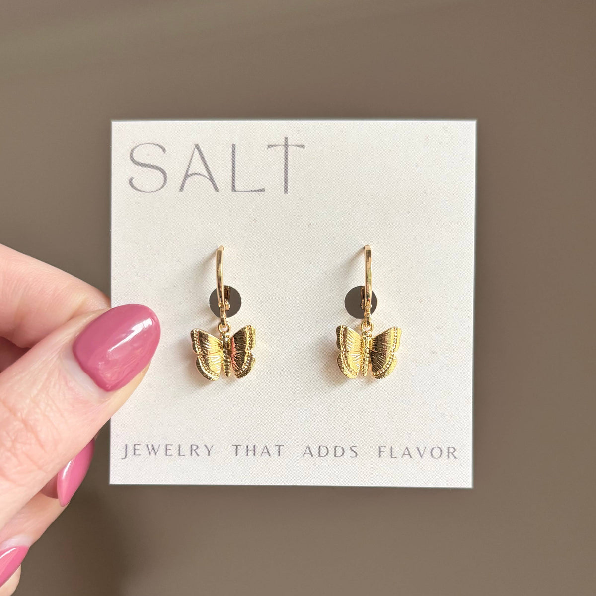 Gold Butterfly Hoop Earrings | 18k gold plating