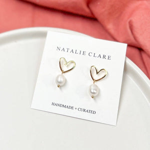 Pearl Heart Earrings