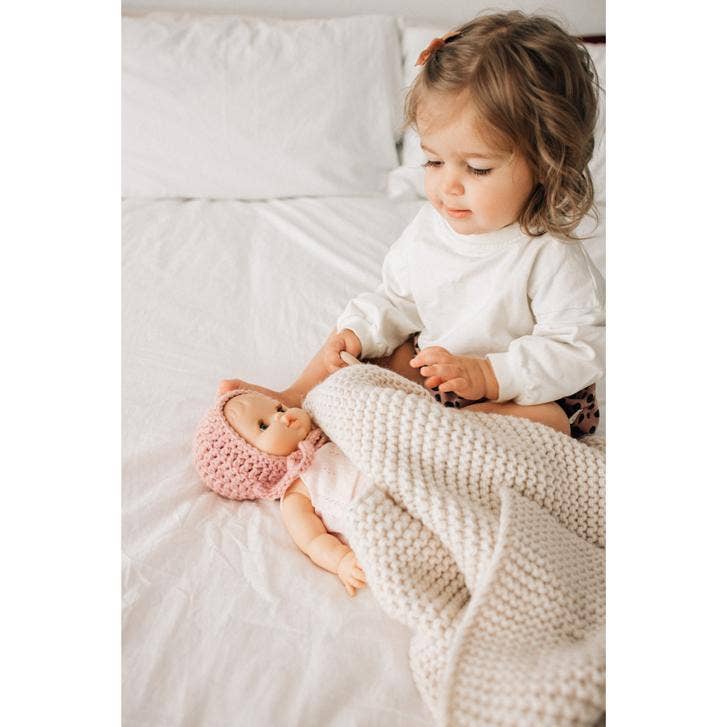 Chunky Stitch Knit Baby Blanket (Blush or Natural)