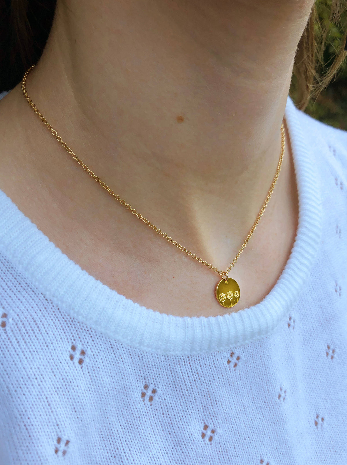 Floral Etched Pendant Necklaces (Assorted Styles - Daisy - Lavender - Lily - Rose - Sunflower - Tulip)