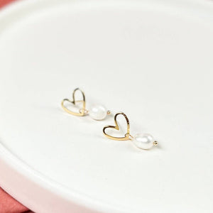 Pearl Heart Earrings