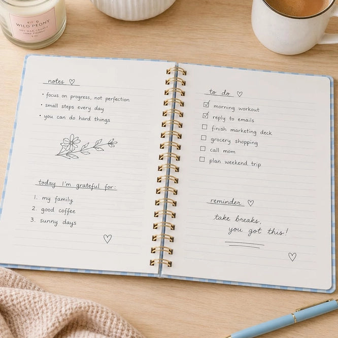 Blue Gingham Spiral Notebook