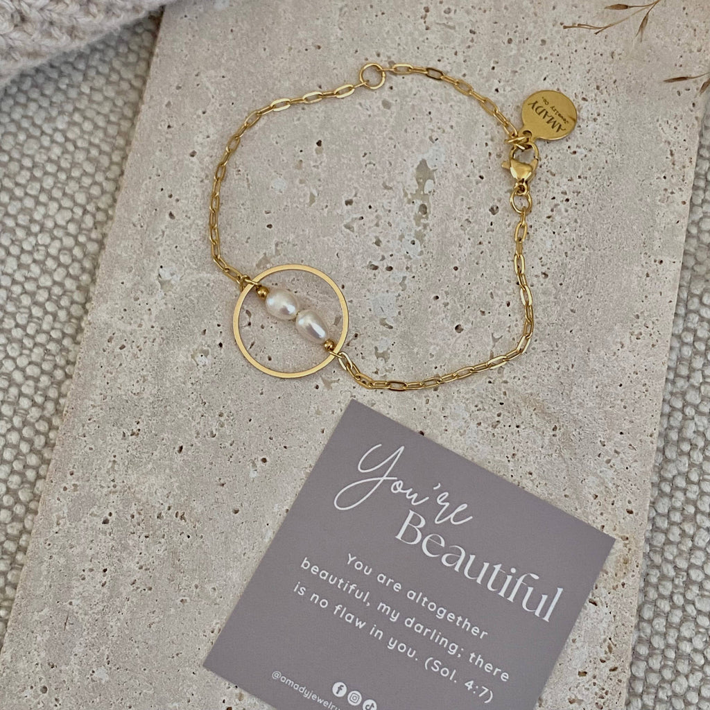 Pearl Charm Bracelet (18k gold plated)