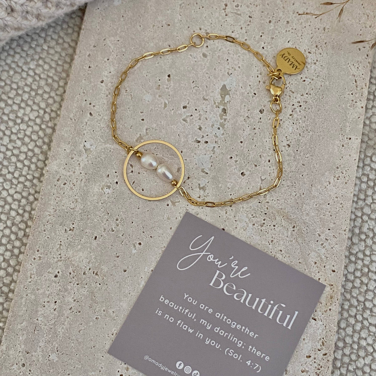 Pearl Charm Bracelet (18k gold plated)