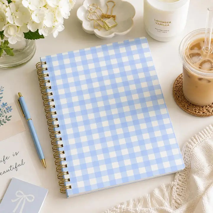 Blue Gingham Spiral Notebook