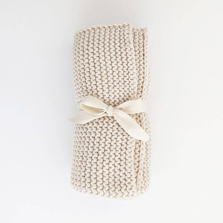 Chunky Stitch Knit Baby Blanket (Blush or Natural)