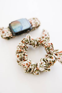 Fall Floral Scrunchie Band Compatible with Apple Watch: M (6.1-6.6 inches) / 38/40/41mm
