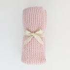 Chunky Stitch Knit Baby Blanket (Blush or Natural)
