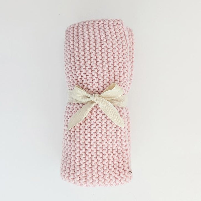 Chunky Stitch Knit Baby Blanket (Blush or Natural)