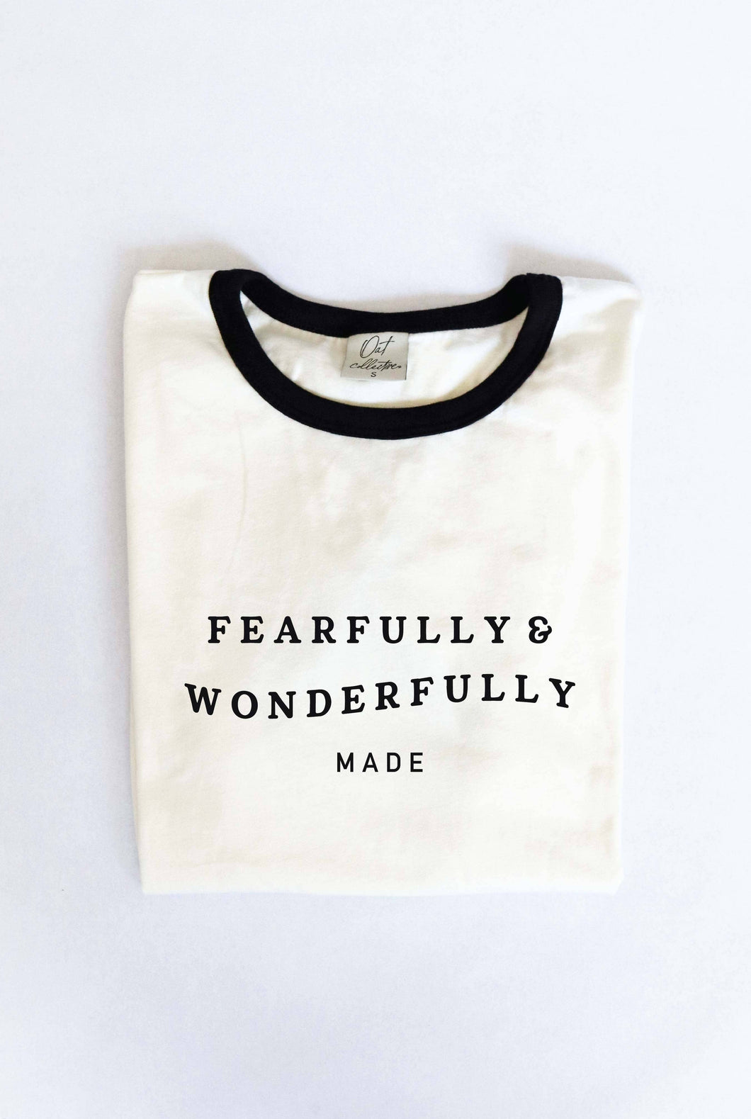 FEARFULLY AND WONDERFULLY MADE Ringer Graphic T-Shirt, Black