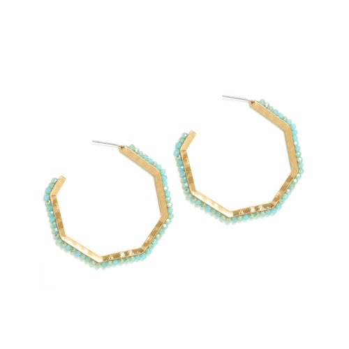 Beaded Octagon Hoops - CLEARANCE