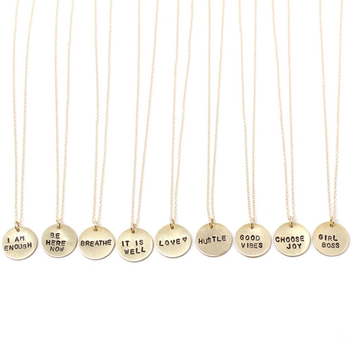 Stamped Tiny Phrase Necklaces
