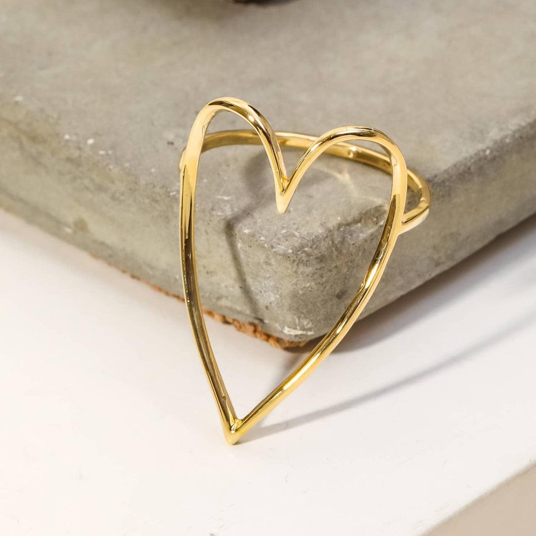 Gold Heart Frame Ring